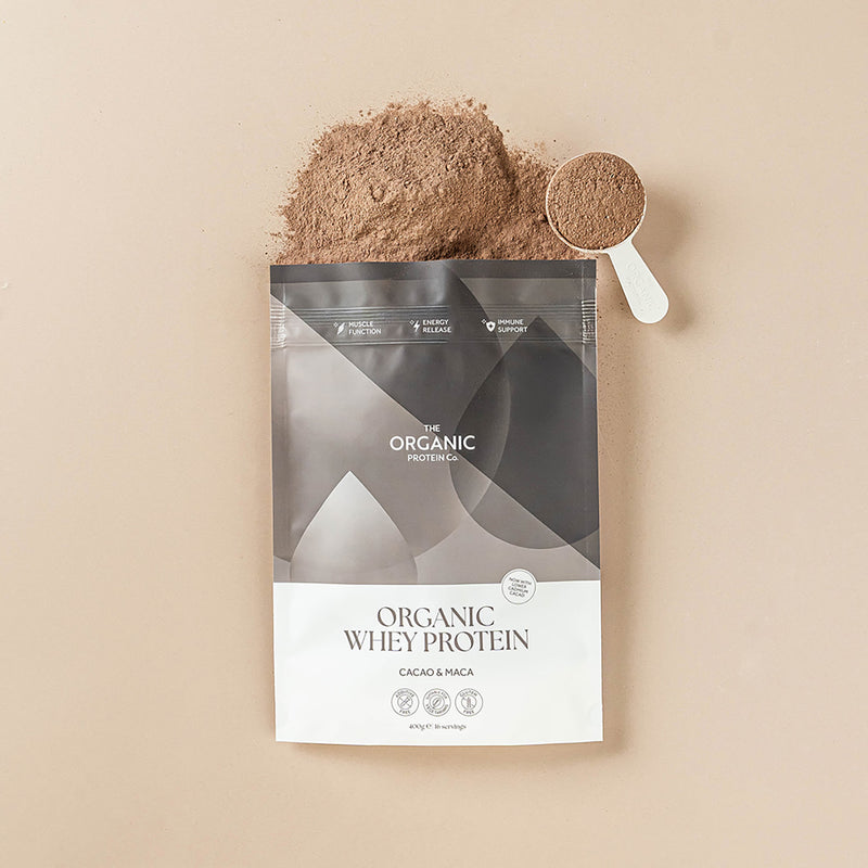 The Organic Protein Co whey protein Cacao & Maca 1200g, UK version