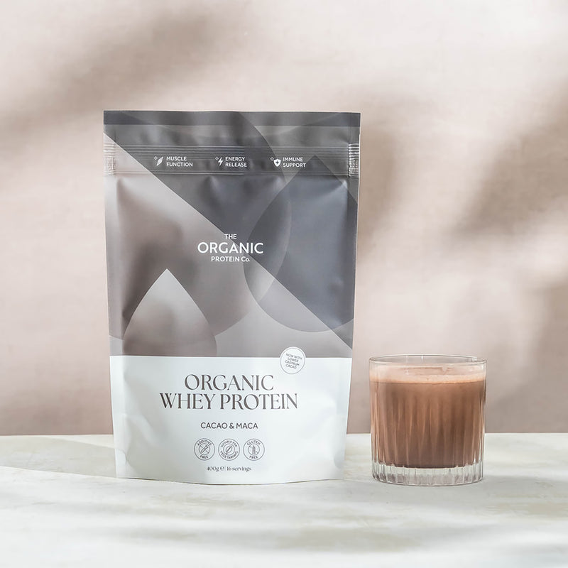 The Organic Protein Co whey protein Cacao & Maca 1200g, UK version