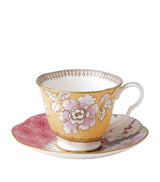 Harrods Floral Print Teacup and Saucer Set with Gold Accents, 185ml Capacity- Buy online at McGrocer