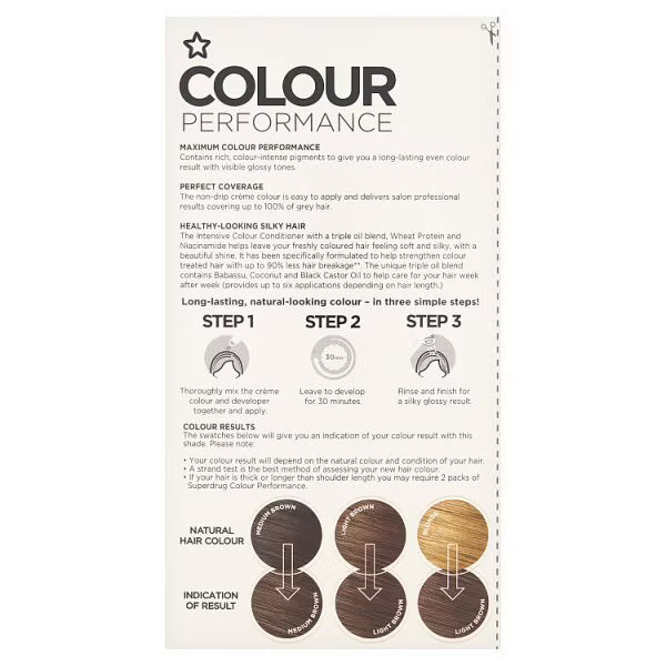 Superdrug Colour Performance Natural Light Brown Permanent Dye (British brand)
