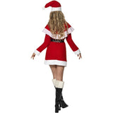 Smiffys Miss Santa Fleece Costume with dress, cape and hat, UK version