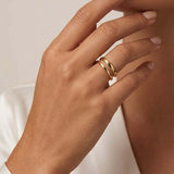 MUCHV double band ring in gold with 18k plating - British product