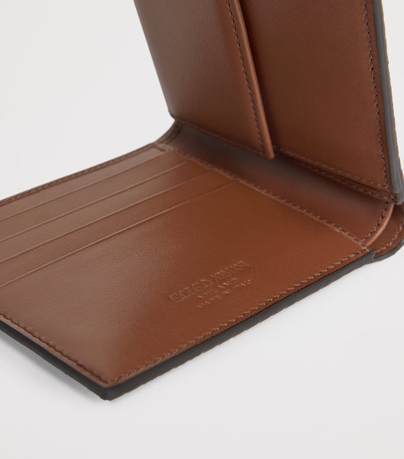 Giorgio Armani calf leather embossed bifold wallet - British product
