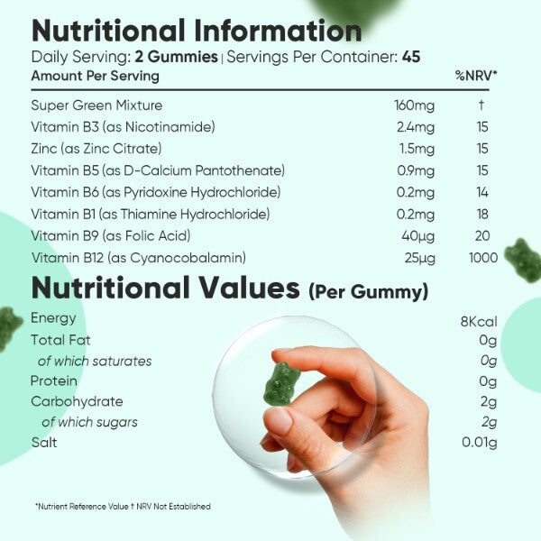WeightWorld Super Greens Multivitamin Gummies 90 count (British brand)