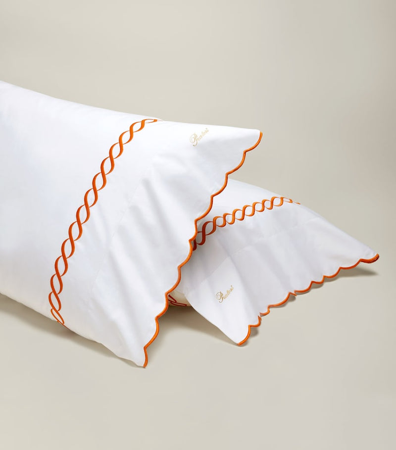Pratesi Treccia pillowcase with braid embroidery 13cm x 41cm, imported from the UK