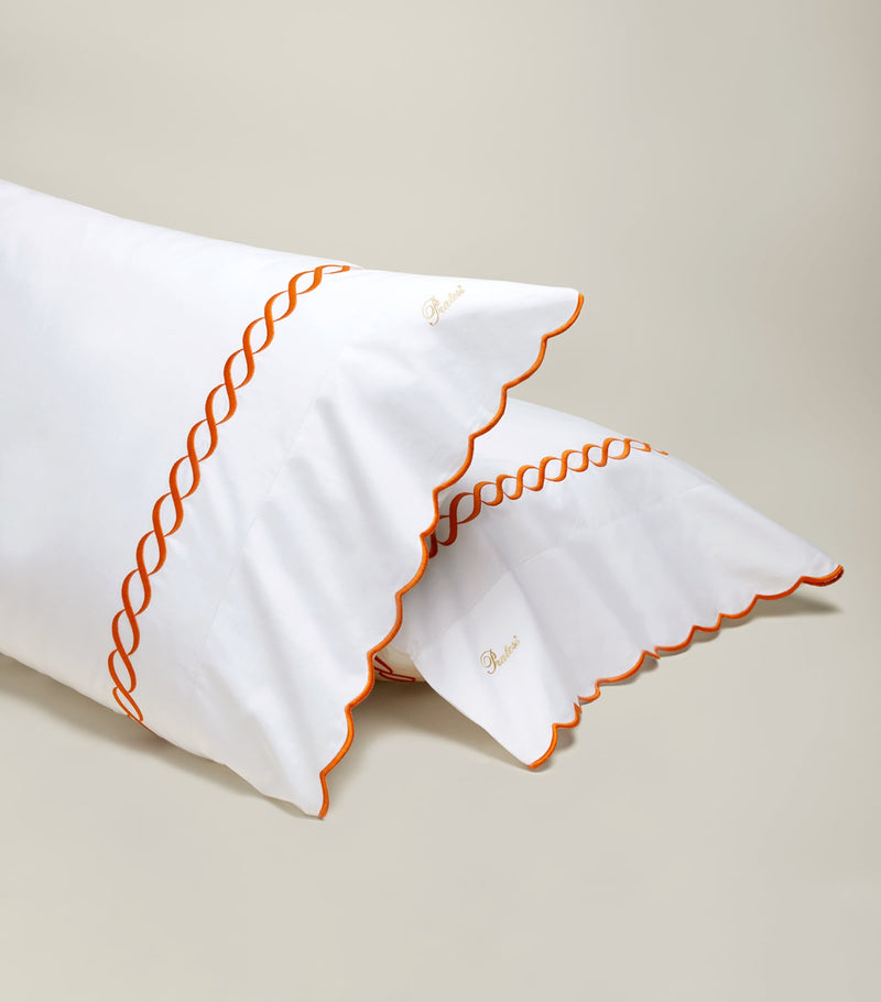 Pratesi Treccia pillowcase with braid embroidery 13cm x 41cm, imported from the UK