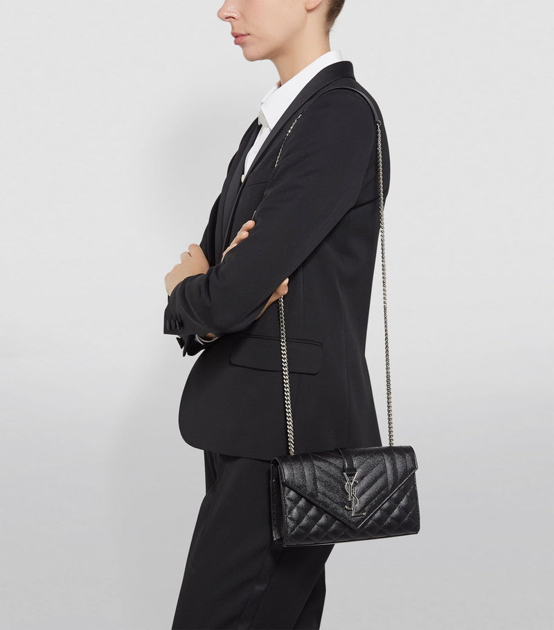 Saint Laurent Small Envelope Matelassé shoulder bag, imported from the UK