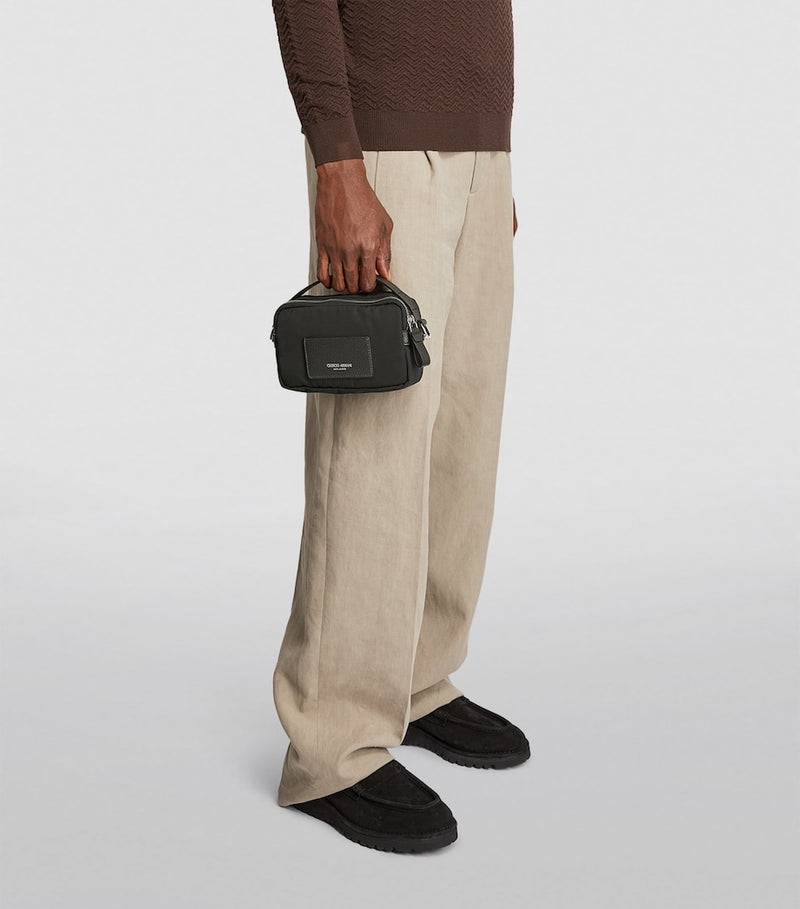 Giorgio Armani mini crossbody bag recycled nylon leather trim (British brand)