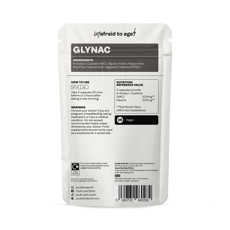 Youth and Earth GLYNAC supplement 500mg 60 capsules - British product