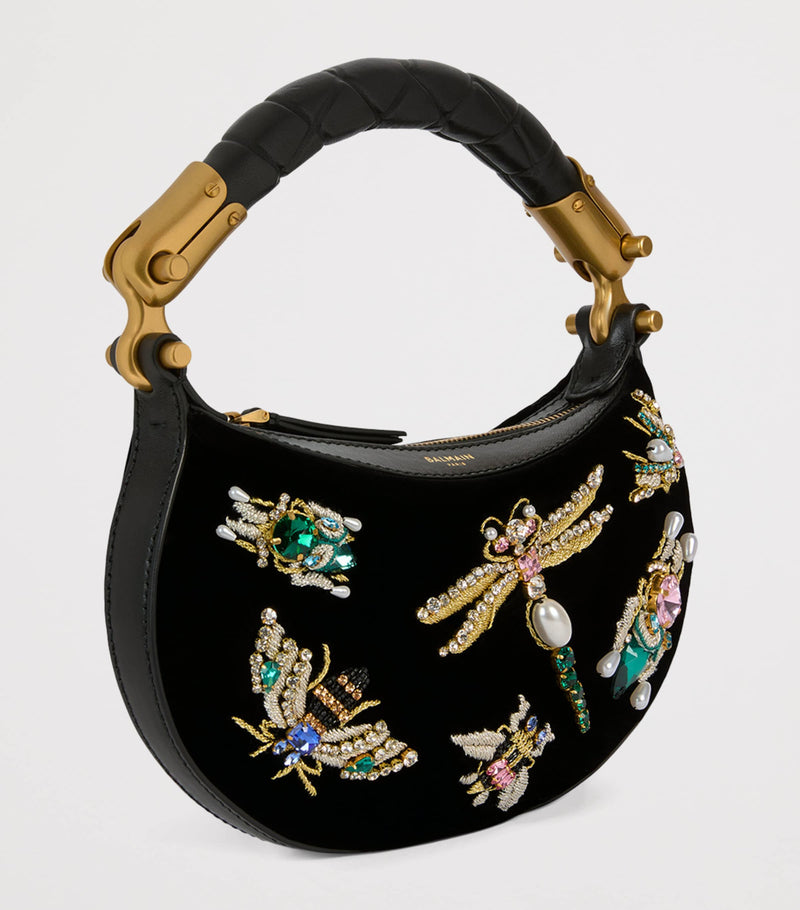 Balmain Mini Velvet Ebene top-handle bag - British product