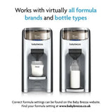Baby Brezza formula dispenser in black and white, imported from the UK