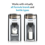 Baby Brezza formula dispenser in black and white, imported from the UK