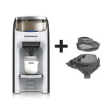 Baby Brezza formula dispenser in black and white, imported from the UK