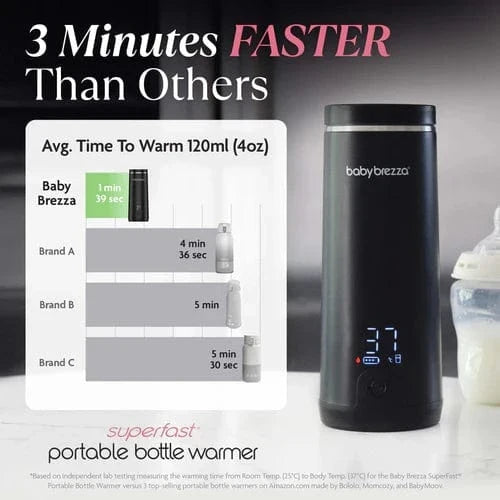 Baby Brezza SuperFast portable bottle warmer all black - British product