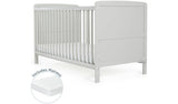 Baby Elegance Travis Baby Cot Bed with Mattress - Grey - McGrocer