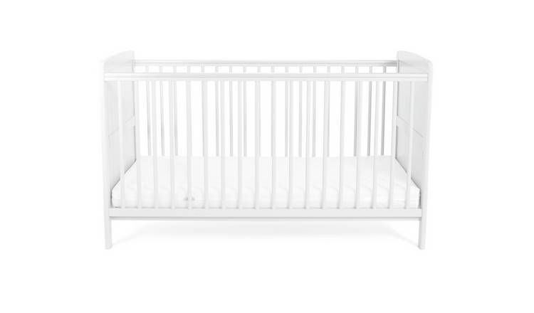 Baby Elegance Travis Baby Cot Bed with Mattress - White - McGrocer