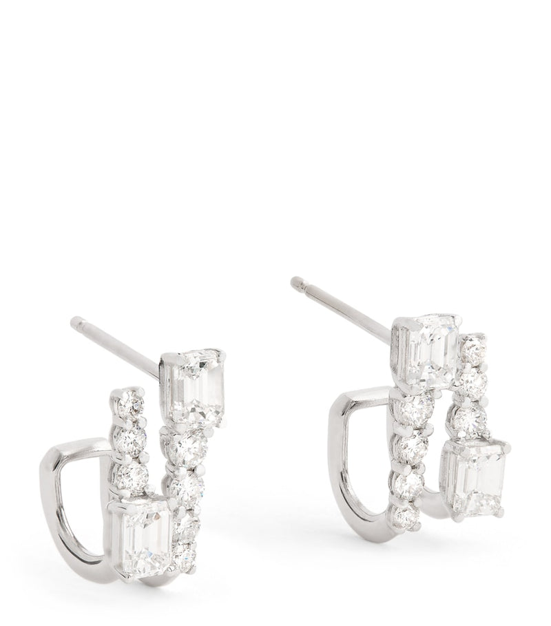 SHAY white gold diamond double stick stud earrings, imported from the UK
