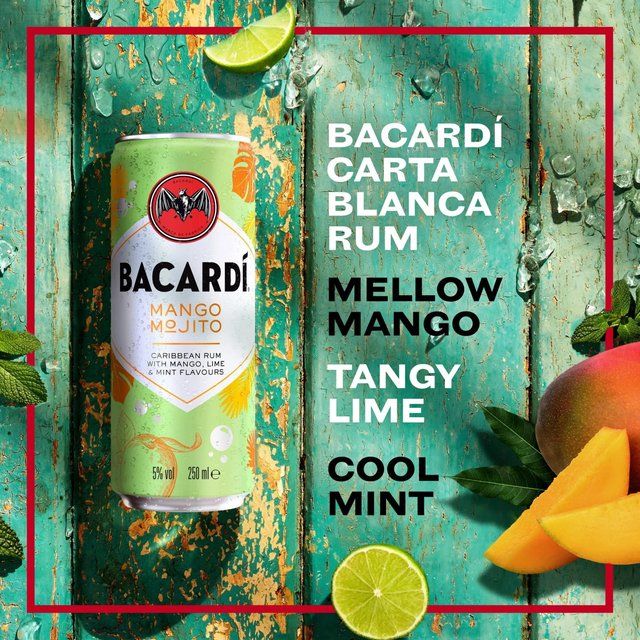 Bacardi Mango Mojito Premix Rum Cocktail 250ml - McGrocer