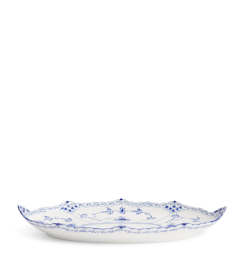 Royal Copenhagen Blue Fluted Half Lace oval dish 24.5cm, imported from the UK