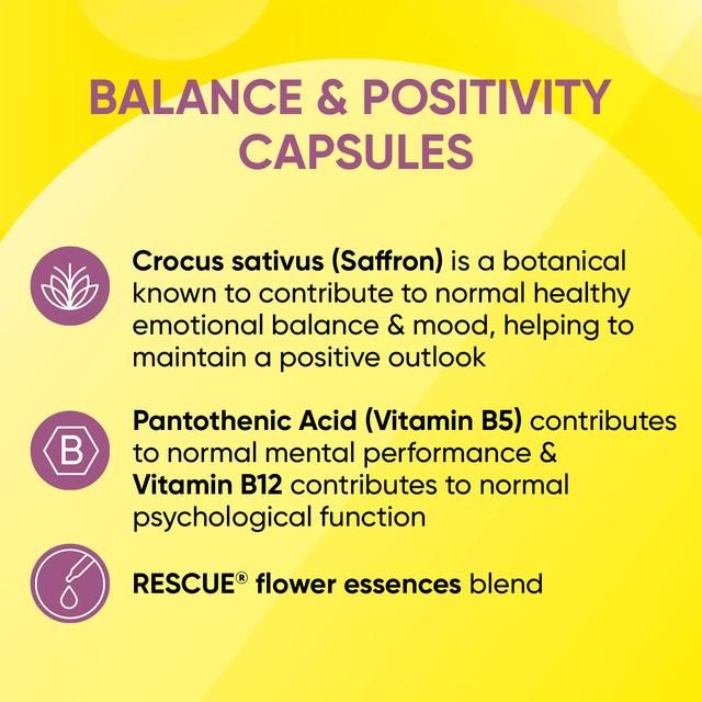 Bach Flower Remedies Balance & Positivity Rescue Capsules 30 per pack - McGrocer