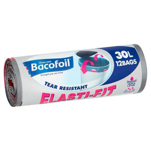 Bacofoil Elasti-Fit Bin Bags 30L 12 per pack