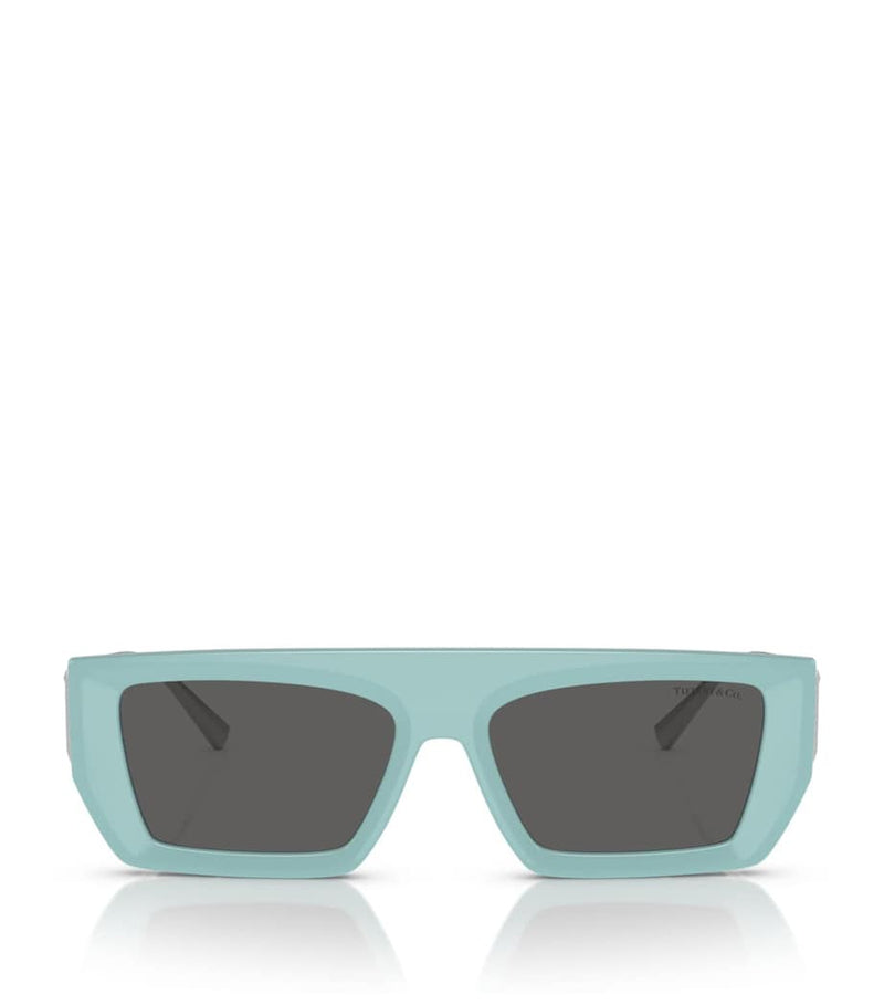 Tiffany & Co. injected rectangular sunglasses with blue tips, from the UK