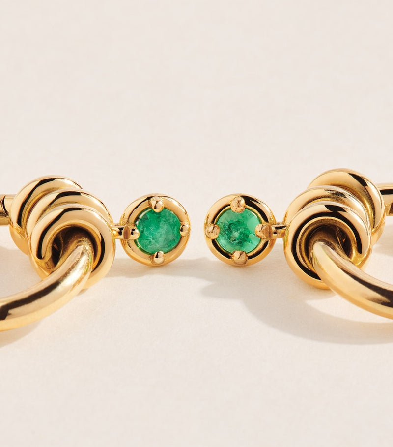 Spinelli Kilcollin yellow gold and emerald hoop earrings, UK version