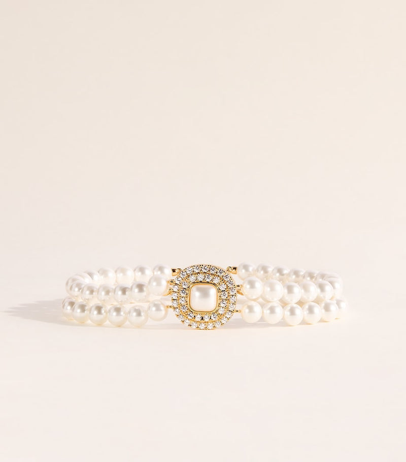 Self-Portrait crystal and faux pearl choker, British brand