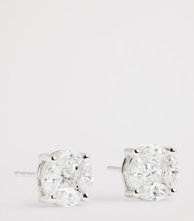 Harrods white gold diamond stud earrings 0.80ctw, UK version