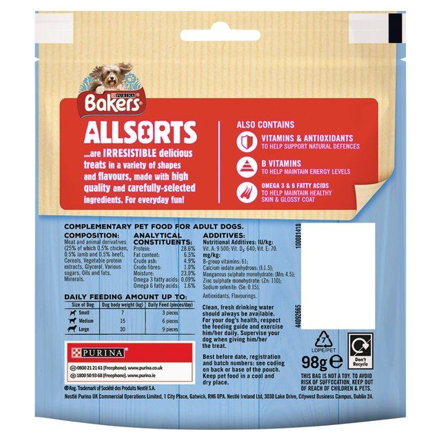 Bakers Allsorts Chicken Beef & Lamb Dog Treats   98g - McGrocer
