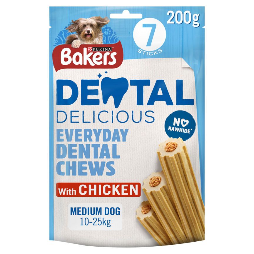 Bakers Dental Delicious Adult Medium Dog Treat with Chicken 7 Sticks 200g - McGrocer