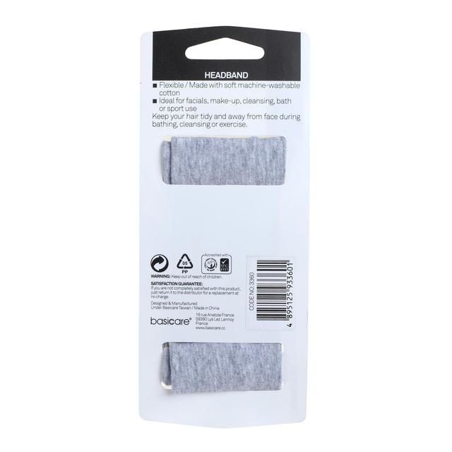 Basicare Grey Cotton Headband super stretchy one size fits all - McGrocer