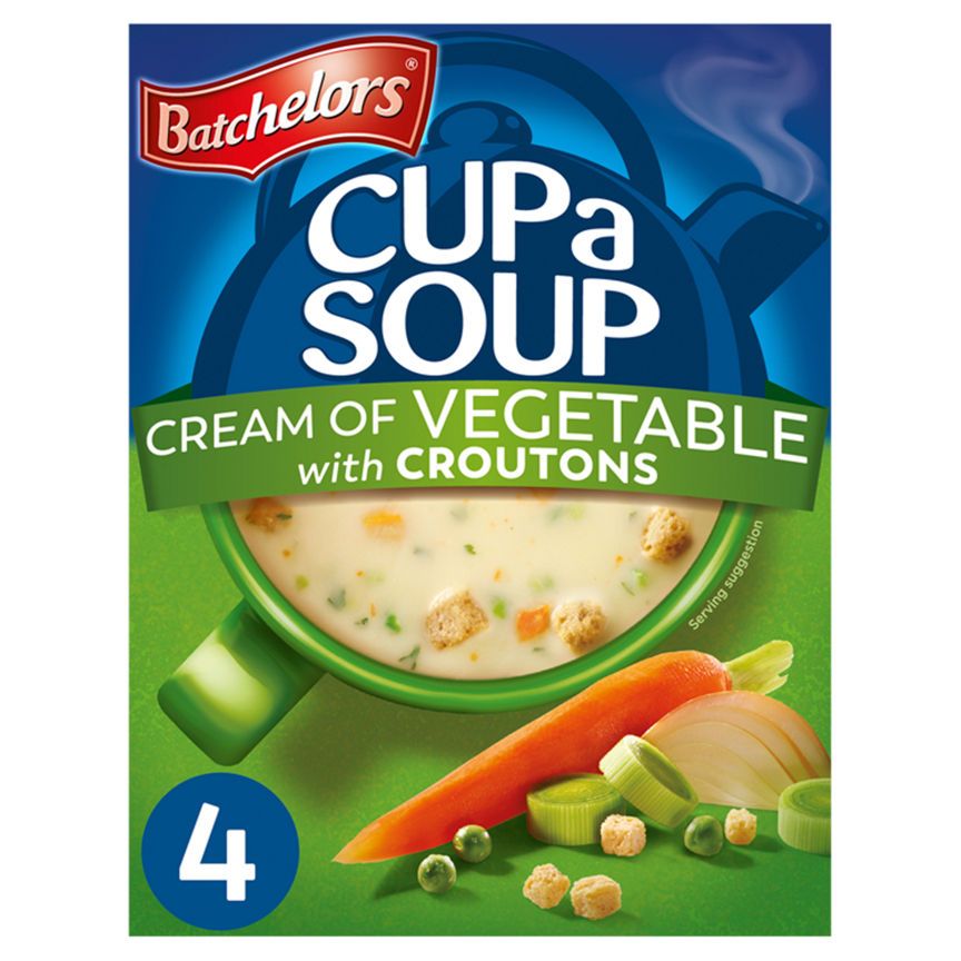 Batchelors Cup a Soup Cream of Vegetable with Croutons 4 Instant Soup Sachets - McGrocer
