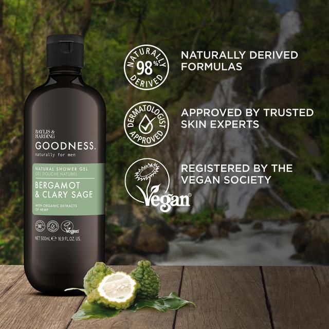 Baylis & Harding Goodness Mens Shower Gel - Bergamot & Clary Sage 500ml - McGrocer
