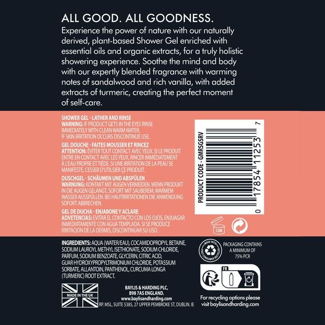 Baylis & Harding Goodness Mens Shower Gel - Sandalwood & Rich Vanilla 500ml - McGrocer