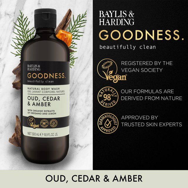Baylis & Harding Goodness Oud Cedar & Amber Body Wash 500ml - McGrocer