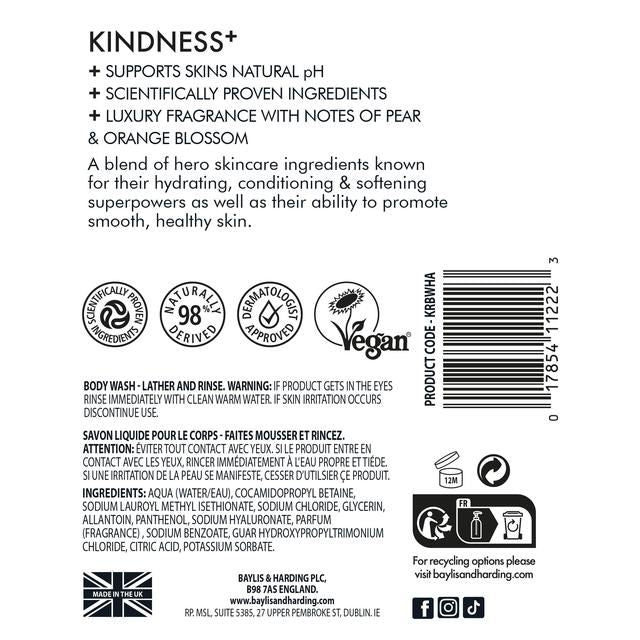 Baylis & Harding Kindness+ Hyaluronic Acid Moisture & Hydrate Body Wash 500ml - McGrocer