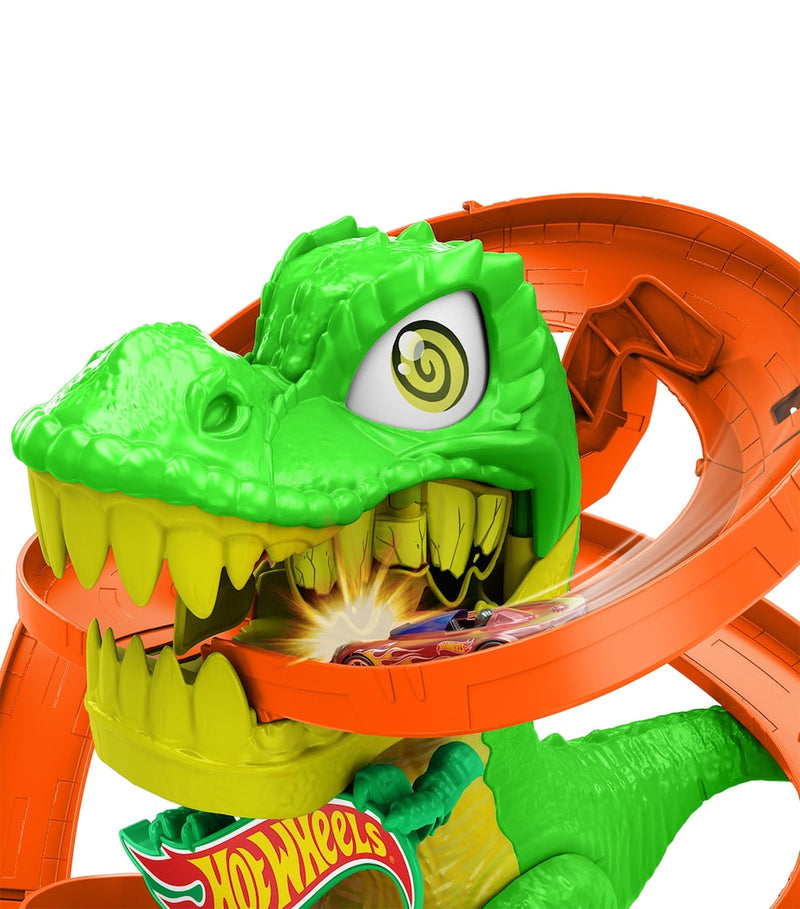 Hot Wheels T-Rex Blaze Battle playset, imported from the UK