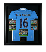 Harrods Leipzig Galleries Sergio Agüero Signed 2011-12 Manchester City 93:20 Goal Framed Jersey Display- Buy online at McGrocer
