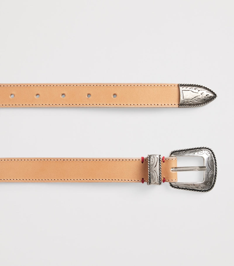 Eleventy nubuck leather belt 3cm width with silver buckle (British brand)