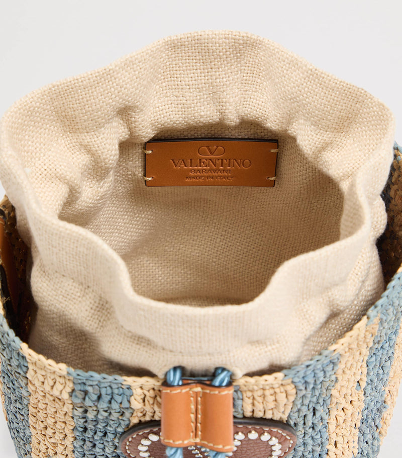 Valentino Garavani straw VLogo signature bucket bag, UK version