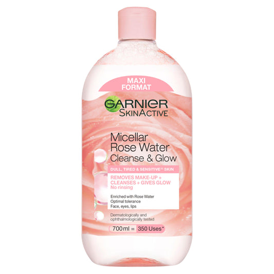 Garnier Micellar Rose Water Facial Cleanser Makeup Remover For Dull Skin 700ml face & body skincare Sainsburys   
