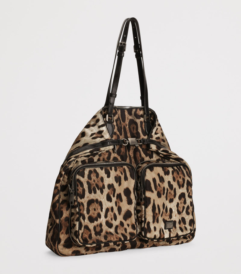 Dolce&Gabbana leopard-print crossbody bag in nylon and leather - British product