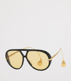 Bottega Veneta aviator sunglasses with drop-shaped temple tips, imported from the UK