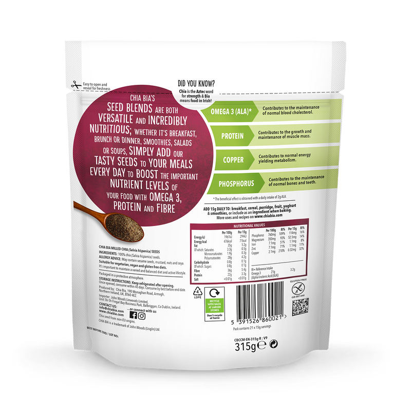 Chia Bia milled chia seed 315g - British product