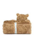 Jellycat bear blanket with textured fur and bear head, 56cm x 70cm, UK version