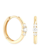 Astrid & Miyu yellow gold triple stone hoop earrings (British brand)