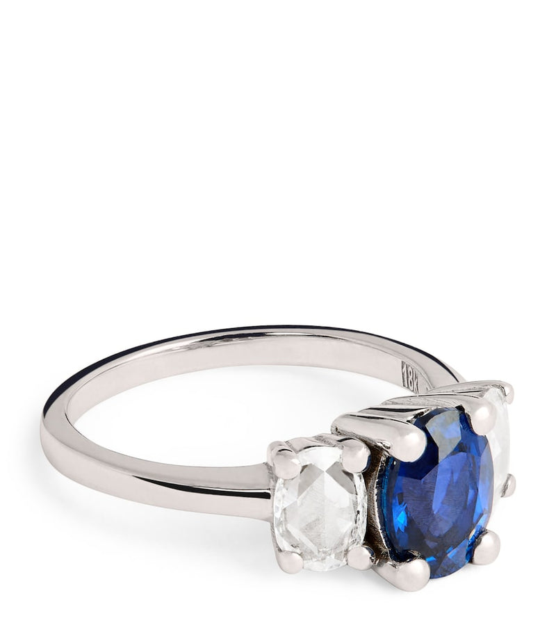 Suzanne Kalan one-of-a-kind ring with blue sapphire and diamonds - British product