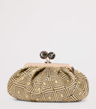 Weekend Max Mara Pasticcino woven jacquard clutch, imported from the UK