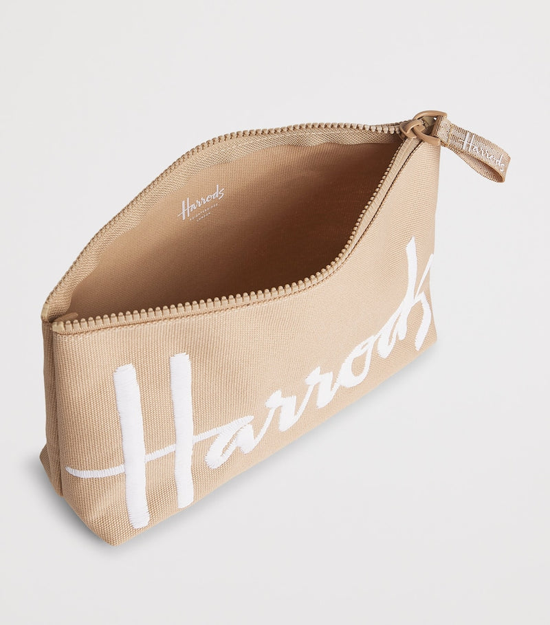 Harrods small cotton logo cosmetic bag, imported from the UK